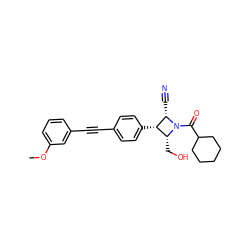 COc1cccc(C#Cc2ccc([C@H]3[C@@H](CO)N(C(=O)C4CCCCC4)[C@H]3C#N)cc2)c1 ZINC000095604270