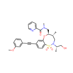 COc1cccc(C#Cc2ccc3c(c2)O[C@@H](CN(C)C(=O)c2ccccn2)[C@H](C)CN([C@@H](C)CO)S3(=O)=O)c1 ZINC000095602697