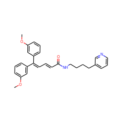 COc1cccc(C(=C/C=C/C(=O)NCCCCc2cccnc2)c2cccc(OC)c2)c1 ZINC000001550972