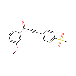 COc1cccc(C(=O)C#Cc2ccc(S(C)(=O)=O)cc2)c1 ZINC000013683355