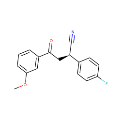 COc1cccc(C(=O)C[C@@H](C#N)c2ccc(F)cc2)c1 ZINC000001397589