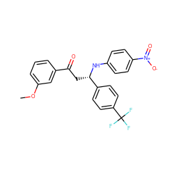 COc1cccc(C(=O)C[C@H](Nc2ccc([N+](=O)[O-])cc2)c2ccc(C(F)(F)F)cc2)c1 ZINC000049802555