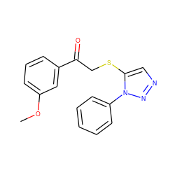 COc1cccc(C(=O)CSc2cnnn2-c2ccccc2)c1 ZINC000049054400