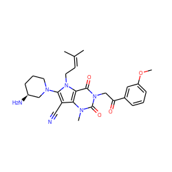 COc1cccc(C(=O)Cn2c(=O)c3c(c(C#N)c(N4CCC[C@H](N)C4)n3CC=C(C)C)n(C)c2=O)c1 ZINC000073274436