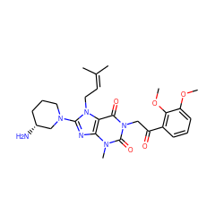 COc1cccc(C(=O)Cn2c(=O)c3c(nc(N4CCC[C@@H](N)C4)n3CC=C(C)C)n(C)c2=O)c1OC ZINC000114285195