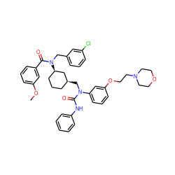 COc1cccc(C(=O)N(Cc2cccc(Cl)c2)[C@@H]2CCC[C@H](CN(C(=O)Nc3ccccc3)c3cccc(OCCN4CCOCC4)c3)C2)c1 ZINC000049778253