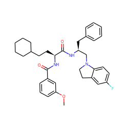 COc1cccc(C(=O)N[C@@H](CCC2CCCCC2)C(=O)N[C@@H](Cc2ccccc2)CN2CCc3cc(F)ccc32)c1 ZINC000014971504