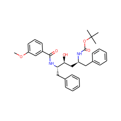 COc1cccc(C(=O)N[C@@H](Cc2ccccc2)[C@@H](O)C[C@H](Cc2ccccc2)NC(=O)OC(C)(C)C)c1 ZINC000026644566