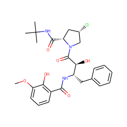 COc1cccc(C(=O)N[C@@H](Cc2ccccc2)[C@H](O)C(=O)N2C[C@@H](Cl)C[C@H]2C(=O)NC(C)(C)C)c1O ZINC000014944513