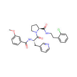 COc1cccc(C(=O)N[C@@H](Cc2cccnc2)C(=O)N2CCC[C@H]2C(=O)NCCc2ccccc2Cl)c1 ZINC000095598656