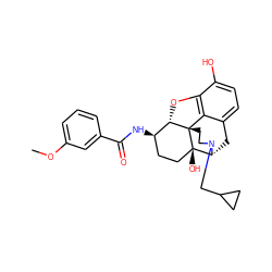 COc1cccc(C(=O)N[C@@H]2CC[C@@]3(O)[C@H]4Cc5ccc(O)c6c5[C@@]3(CCN4CC3CC3)[C@H]2O6)c1 ZINC000029133826