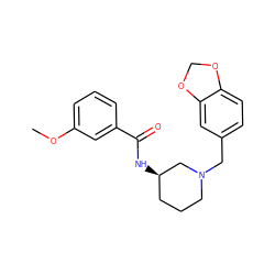 COc1cccc(C(=O)N[C@@H]2CCCN(Cc3ccc4c(c3)OCO4)C2)c1 ZINC000028455643