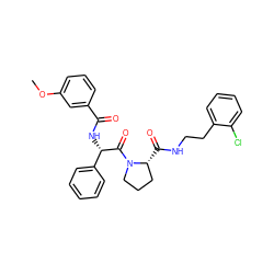 COc1cccc(C(=O)N[C@H](C(=O)N2CCC[C@H]2C(=O)NCCc2ccccc2Cl)c2ccccc2)c1 ZINC000095603787