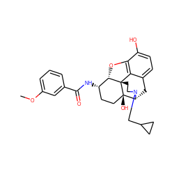 COc1cccc(C(=O)N[C@H]2CC[C@@]3(O)[C@H]4Cc5ccc(O)c6c5[C@@]3(CCN4CC3CC3)[C@H]2O6)c1 ZINC000029133605