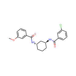 COc1cccc(C(=O)N[C@H]2CCC[C@H](NC(=O)c3cccc(Cl)c3)C2)c1 ZINC000095586201