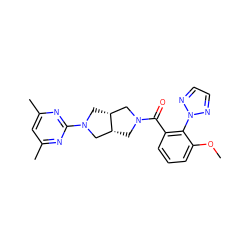 COc1cccc(C(=O)N2C[C@@H]3CN(c4nc(C)cc(C)n4)C[C@@H]3C2)c1-n1nccn1 ZINC000116823491