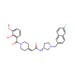 COc1cccc(C(=O)N2CCC(=CC(=O)N[C@@H]3CCN(Cc4ccc5cc(F)ccc5c4)C3)CC2)c1O ZINC000043014790