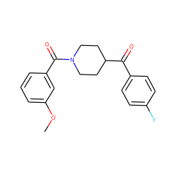 COc1cccc(C(=O)N2CCC(C(=O)c3ccc(F)cc3)CC2)c1 ZINC000001336305