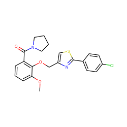 COc1cccc(C(=O)N2CCCC2)c1OCc1csc(-c2ccc(Cl)cc2)n1 ZINC000013981556