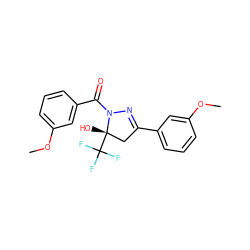 COc1cccc(C(=O)N2N=C(c3cccc(OC)c3)C[C@]2(O)C(F)(F)F)c1 ZINC000000910753