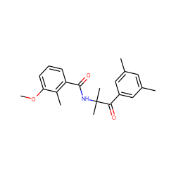 COc1cccc(C(=O)NC(C)(C)C(=O)c2cc(C)cc(C)c2)c1C ZINC000013490021