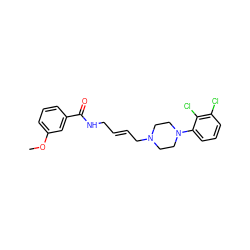 COc1cccc(C(=O)NC/C=C/CN2CCN(c3cccc(Cl)c3Cl)CC2)c1 ZINC000013608788