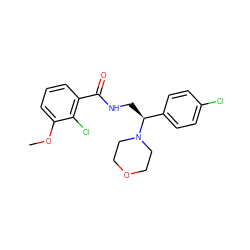 COc1cccc(C(=O)NC[C@@H](c2ccc(Cl)cc2)N2CCOCC2)c1Cl ZINC001772577408