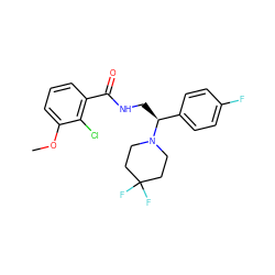 COc1cccc(C(=O)NC[C@@H](c2ccc(F)cc2)N2CCC(F)(F)CC2)c1Cl ZINC001772649538