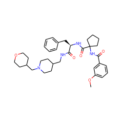 COc1cccc(C(=O)NC2(C(=O)N[C@H](Cc3ccccc3)C(=O)NCC3CCN(CC4CCOCC4)CC3)CCCC2)c1 ZINC000044305486