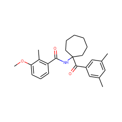 COc1cccc(C(=O)NC2(C(=O)c3cc(C)cc(C)c3)CCCCCC2)c1C ZINC000013490025