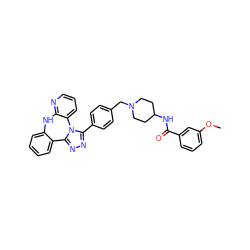 COc1cccc(C(=O)NC2CCN(Cc3ccc(-c4nnc5n4-c4cccnc4Nc4ccccc4-5)cc3)CC2)c1 ZINC000096174150