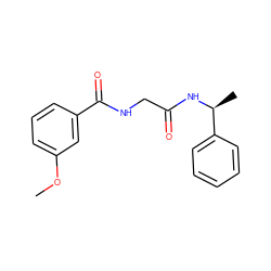 COc1cccc(C(=O)NCC(=O)N[C@@H](C)c2ccccc2)c1 ZINC000020399360