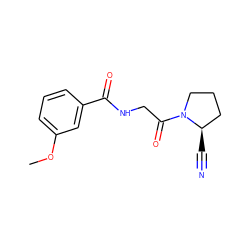 COc1cccc(C(=O)NCC(=O)N2CCC[C@H]2C#N)c1 ZINC000084616049