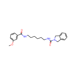 COc1cccc(C(=O)NCCCCCCNC(=O)N2Cc3ccccc3C2)c1 ZINC000167191255