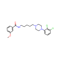 COc1cccc(C(=O)NCCCCCN2CCN(c3cccc(Cl)c3Cl)CC2)c1 ZINC000013492658