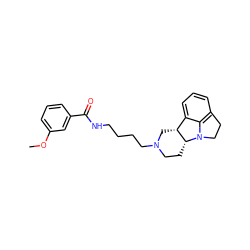 COc1cccc(C(=O)NCCCCN2CC[C@@H]3[C@H](C2)c2cccc4c2N3CC4)c1 ZINC000013443425