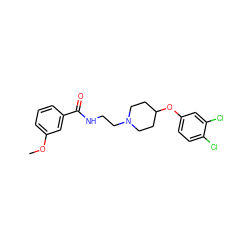 COc1cccc(C(=O)NCCN2CCC(Oc3ccc(Cl)c(Cl)c3)CC2)c1 ZINC000034024882