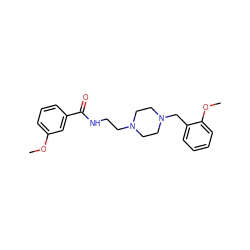 COc1cccc(C(=O)NCCN2CCN(Cc3ccccc3OC)CC2)c1 ZINC000022939115