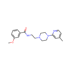 COc1cccc(C(=O)NCCN2CCN(c3cc(C)ccn3)CC2)c1 ZINC000013492655