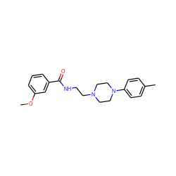 COc1cccc(C(=O)NCCN2CCN(c3ccc(C)cc3)CC2)c1 ZINC000013492651