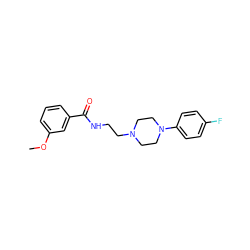 COc1cccc(C(=O)NCCN2CCN(c3ccc(F)cc3)CC2)c1 ZINC000053231272