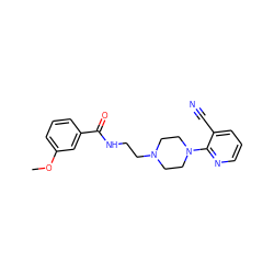 COc1cccc(C(=O)NCCN2CCN(c3ncccc3C#N)CC2)c1 ZINC000064527542