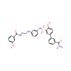 COc1cccc(C(=O)NCCNc2cccc(NS(=O)(=O)c3cc(-c4cccc(C(=O)N(C)C)c4)ccc3OC)c2)c1 ZINC000473111324