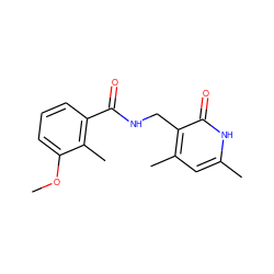 COc1cccc(C(=O)NCc2c(C)cc(C)[nH]c2=O)c1C ZINC000665546158