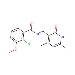 COc1cccc(C(=O)NCc2c(C)cc(C)[nH]c2=O)c1Cl ZINC001772585306