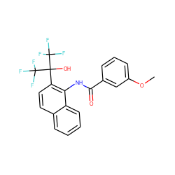 COc1cccc(C(=O)Nc2c(C(O)(C(F)(F)F)C(F)(F)F)ccc3ccccc23)c1 ZINC000013489813