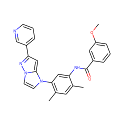 COc1cccc(C(=O)Nc2cc(-n3ccn4nc(-c5cccnc5)cc34)c(C)cc2C)c1 ZINC000224238517