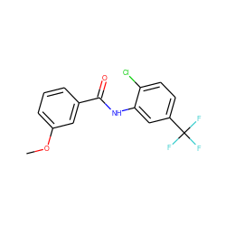 COc1cccc(C(=O)Nc2cc(C(F)(F)F)ccc2Cl)c1 ZINC000000437703