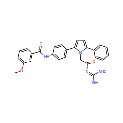 COc1cccc(C(=O)Nc2ccc(-c3ccc(-c4ccccc4)n3CC(=O)N=C(N)N)cc2)c1 ZINC000029040180