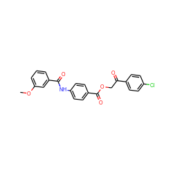 COc1cccc(C(=O)Nc2ccc(C(=O)OCC(=O)c3ccc(Cl)cc3)cc2)c1 ZINC000001163015